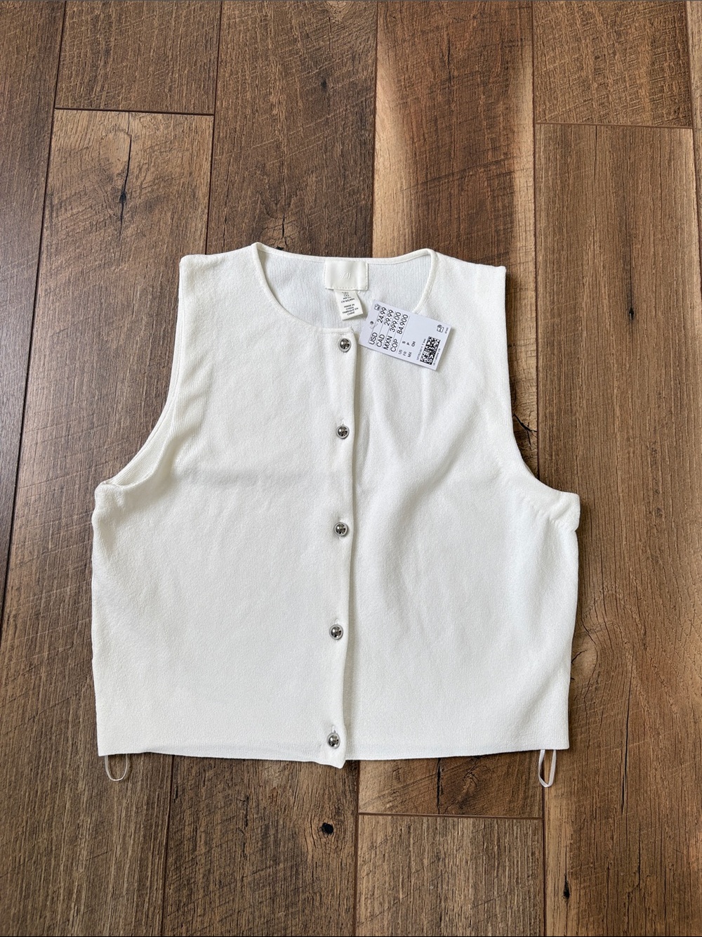 H&M Cream Button-Front Cropped Tank